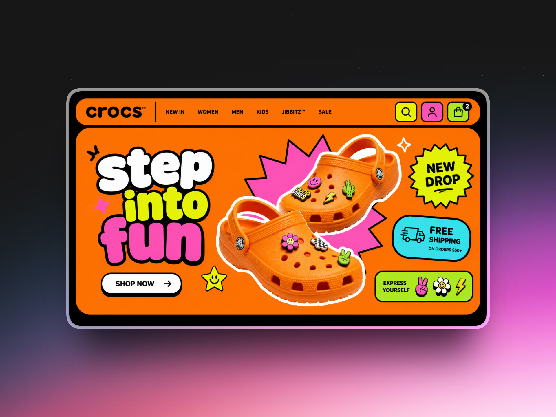 Neon Ecommerce Website ai ecommerce prompt website