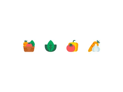 Produce icons carrot design garlic icon icons illustration leaf lettuce minimal minimalism minimalist produce tomato vector