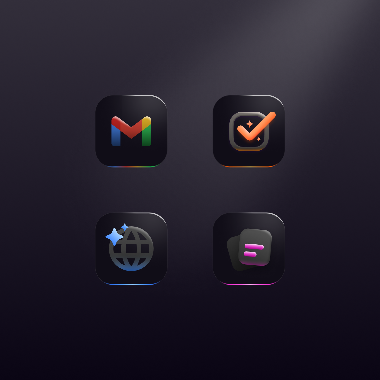 Dark Glossy App Icons Exploration