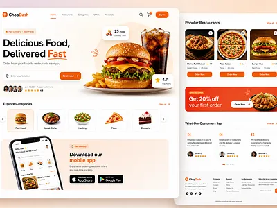 SwiftBite – Food Delivery Website UI/UX 🍔 dribbble shot