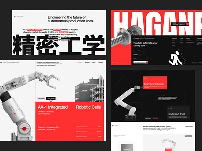 Hagane - Robotics Engineering Website 🦾 3d automation bold typography brutalism editorial engineering industrial design landing page manufacturing robotics ui ui design web web design website