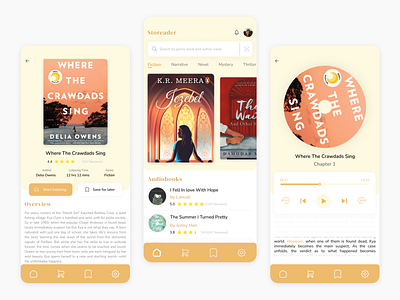 Storeader - Mobile App Design Concept adobe app audible audiobooks book bookstore fiction figma horror listen logo music novel reader scholar thriller trending ui ux xd