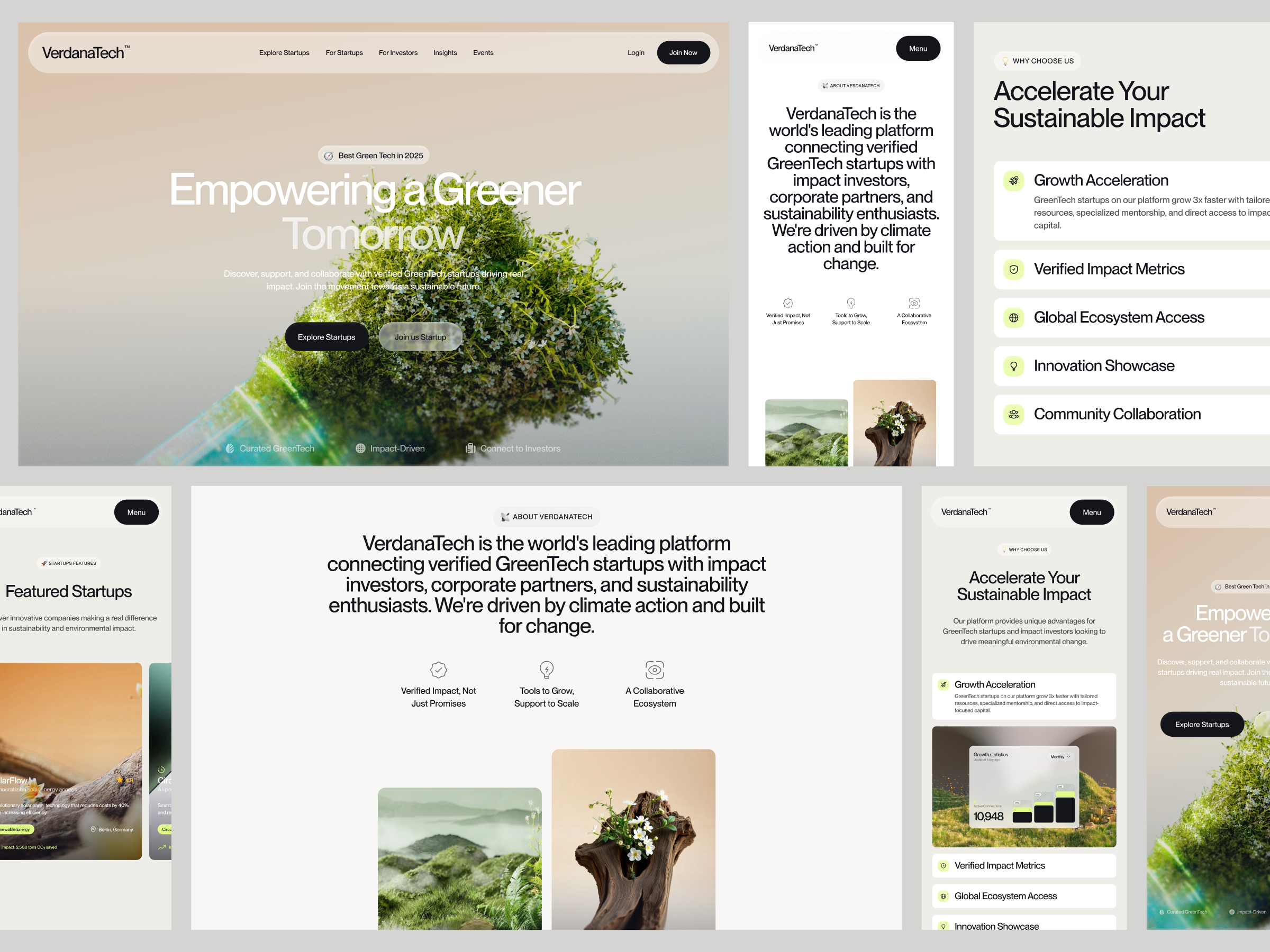 VerdanaTech - GreenTech Startups Responsive Website ai app branding design illustration landing page mobile platform responsive startup ui ui design uiux ux design web design website