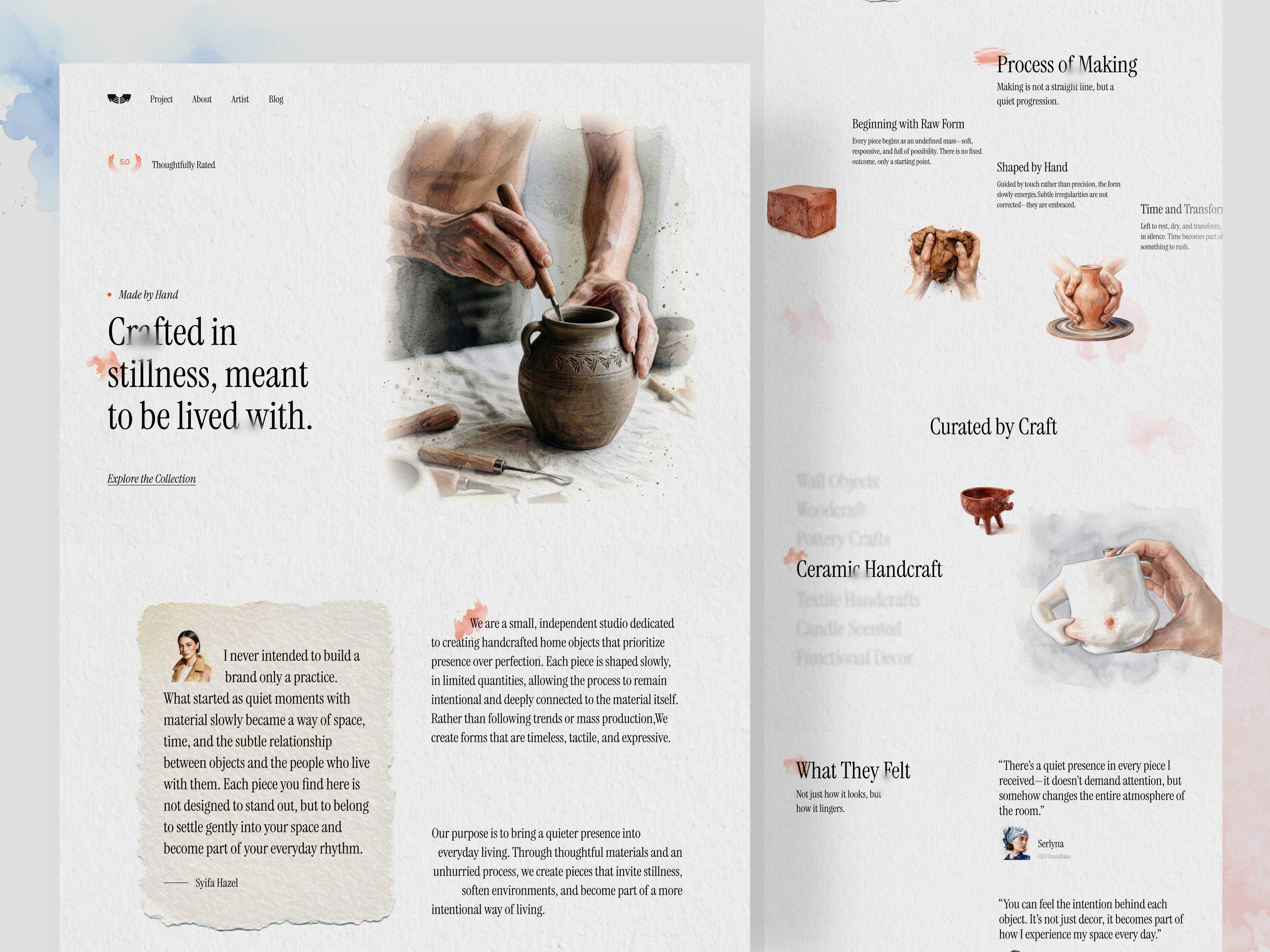 Forma Terre - Home decor artisan website aesthetic art artisan brand market branding clay craft editorial graphic design handcrafts home decor home decor ui landingpage motion graphics pottery uiux watercolor website website ui woodcrafts