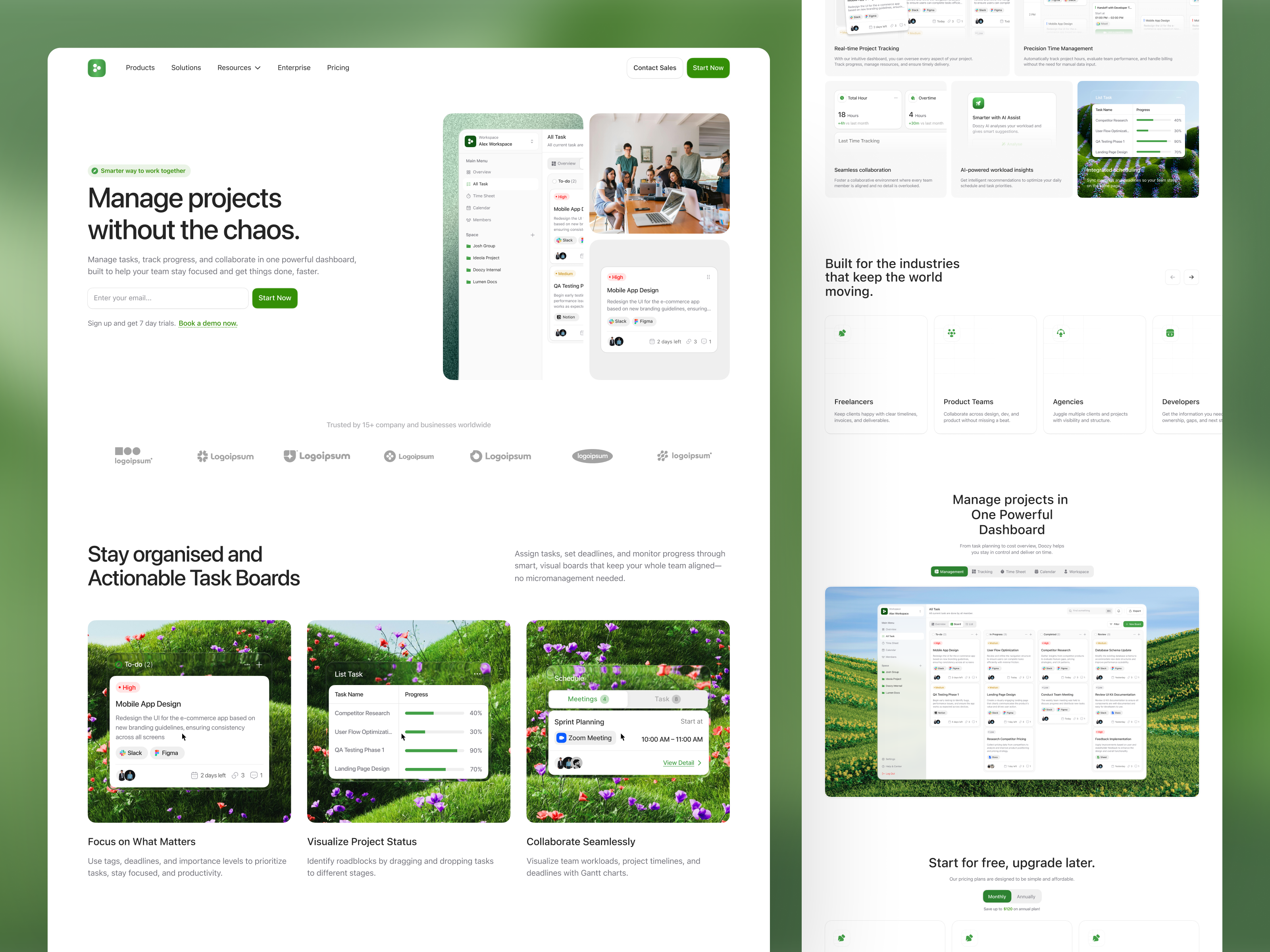 Example of Doozy - Task Management Landing Page