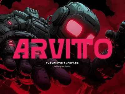 Arvitto | Futuristic Typeface bold cyber display font future futuristic futuristic font game geometric internet logo logotype modern poster retro robot sans serif sci fi tech techno technology