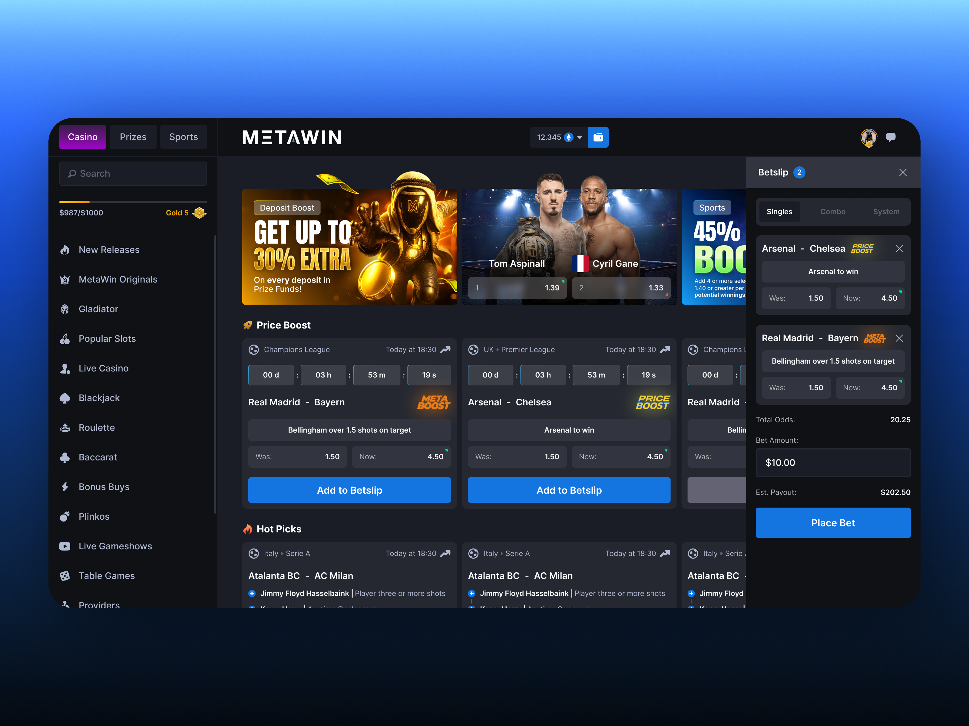 MetaWin — Crypto Sports Betting & Casino Platform