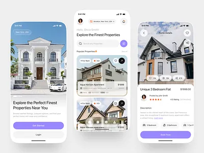 Real Estate Mobile App app app design appartment dashboard fintech home app minimal ui mobile app mobile design product design properties property property app property booking property platform real estate real estate app real estate mobile app realestate rental