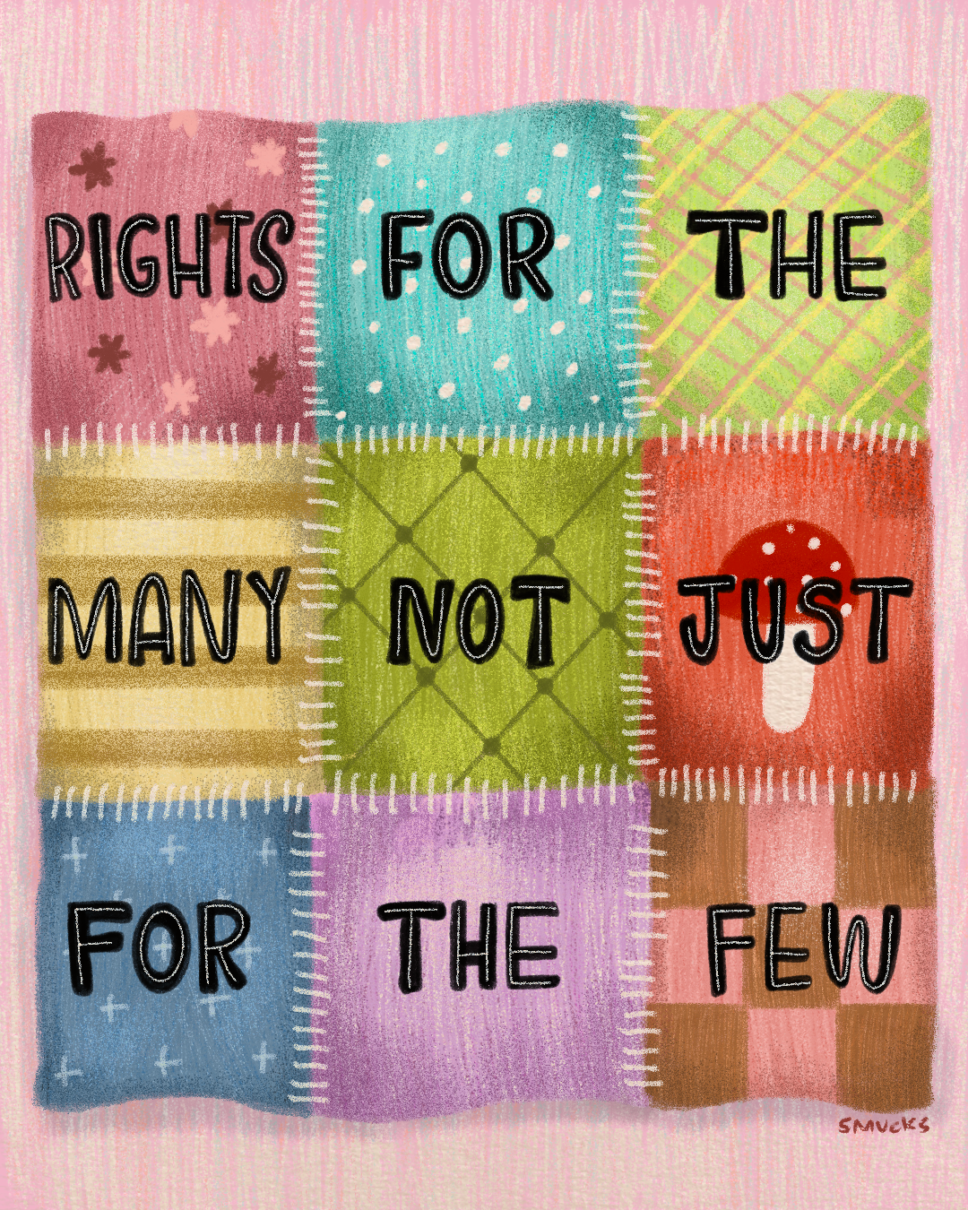 "rights for the many" art digital illustration lettering procreate type