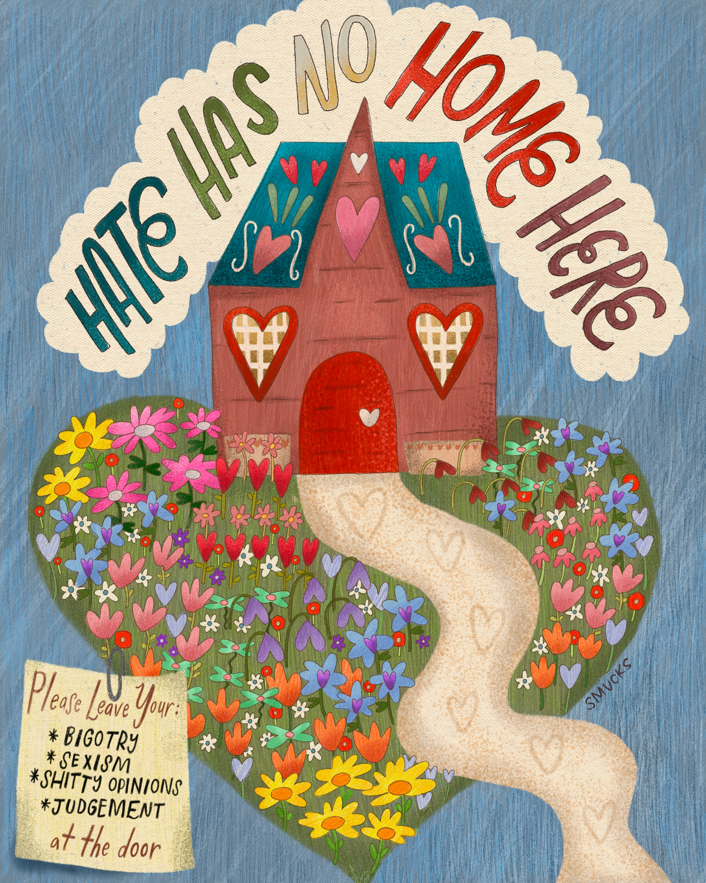 "hate has no home here" art digital illustration lettering procreate