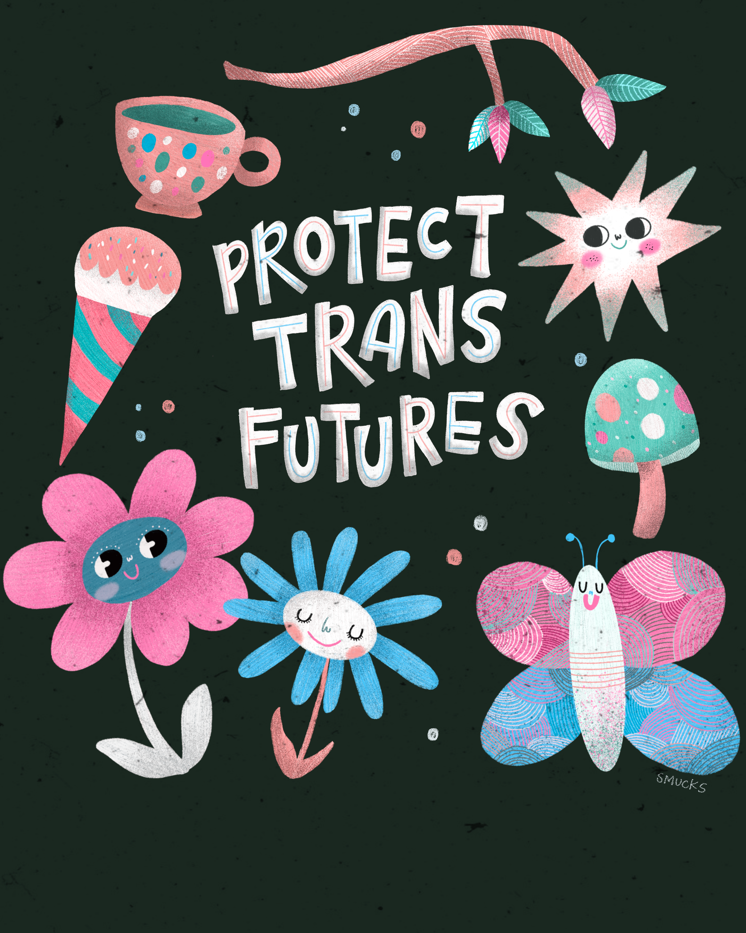 "protect trans futures" art digital illustration lettering procreate type