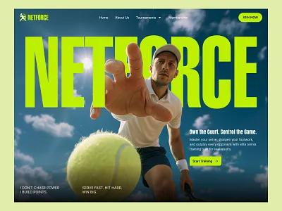Netforce- Tennis Sports Website UI Design branding coaching website creative layout fitness fitness website graphic design hero section landing page modern ui sport branding sports sports ui sports website tennis tennis website training platform ui ui design