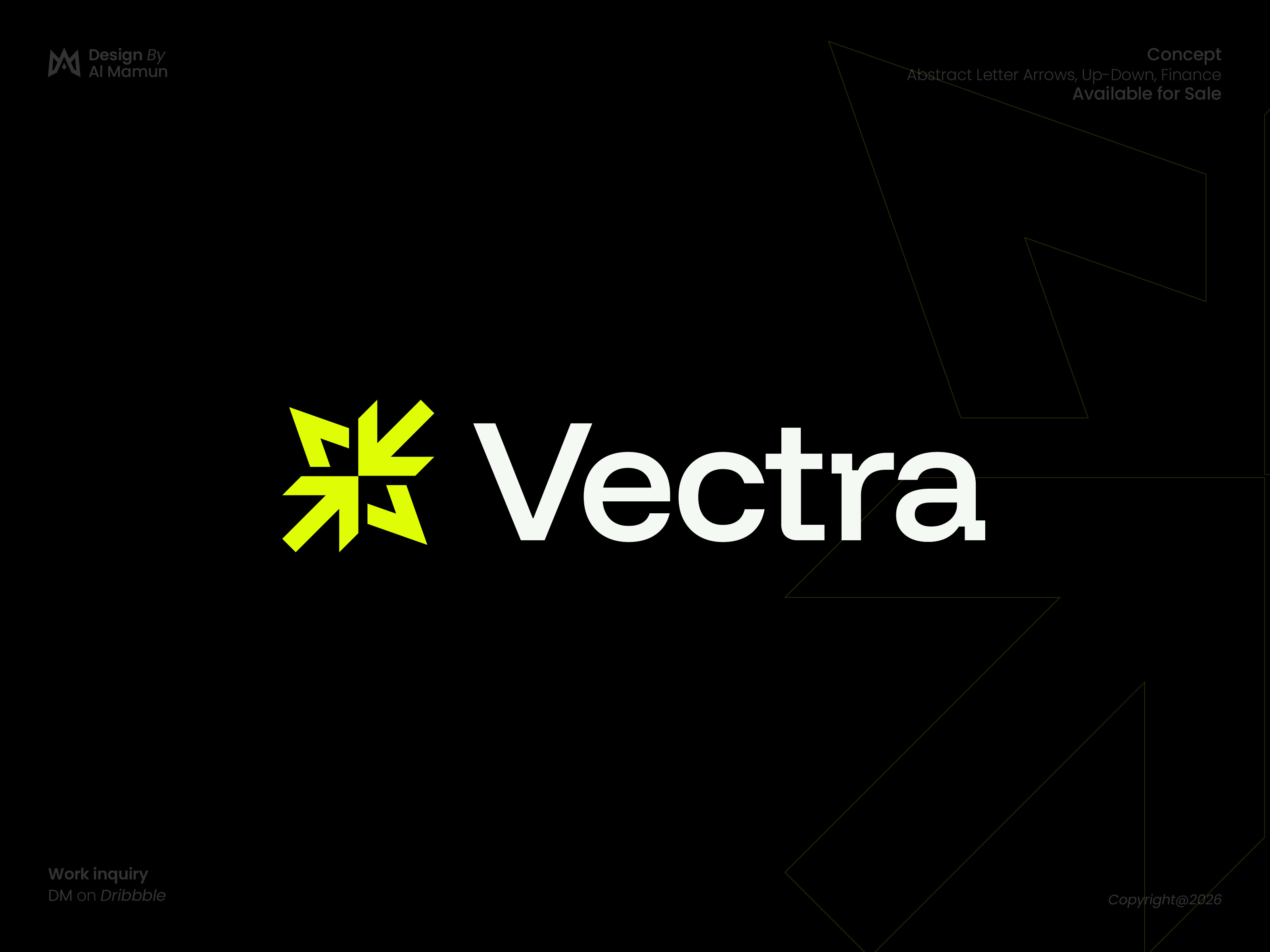 Vectra – AI Financial Flow Logo abstract mark ai finance arrow logo branding design corporate identity crypto branding data flow digital finance financial platform fintech logo geometric logo investment platform minimal logo modern logo design smart trading startup logo tech branding trading app logo ux branding vector logo