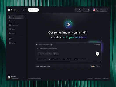 AI Assistant Dashboard UI ai app ai assistant ai dashboard app chatbot ui dark ui dashboard design design product productivity ui saas dashboard ui ux web