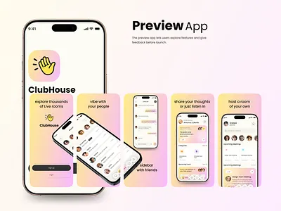 App store Screenshots — Clubhouse Mobile UI Exploration audio app clubhouse community app ios design mobile mobile app mobile ui product design social app social media app social network tiktok tiktok mobile design ui ui design ux ux design web