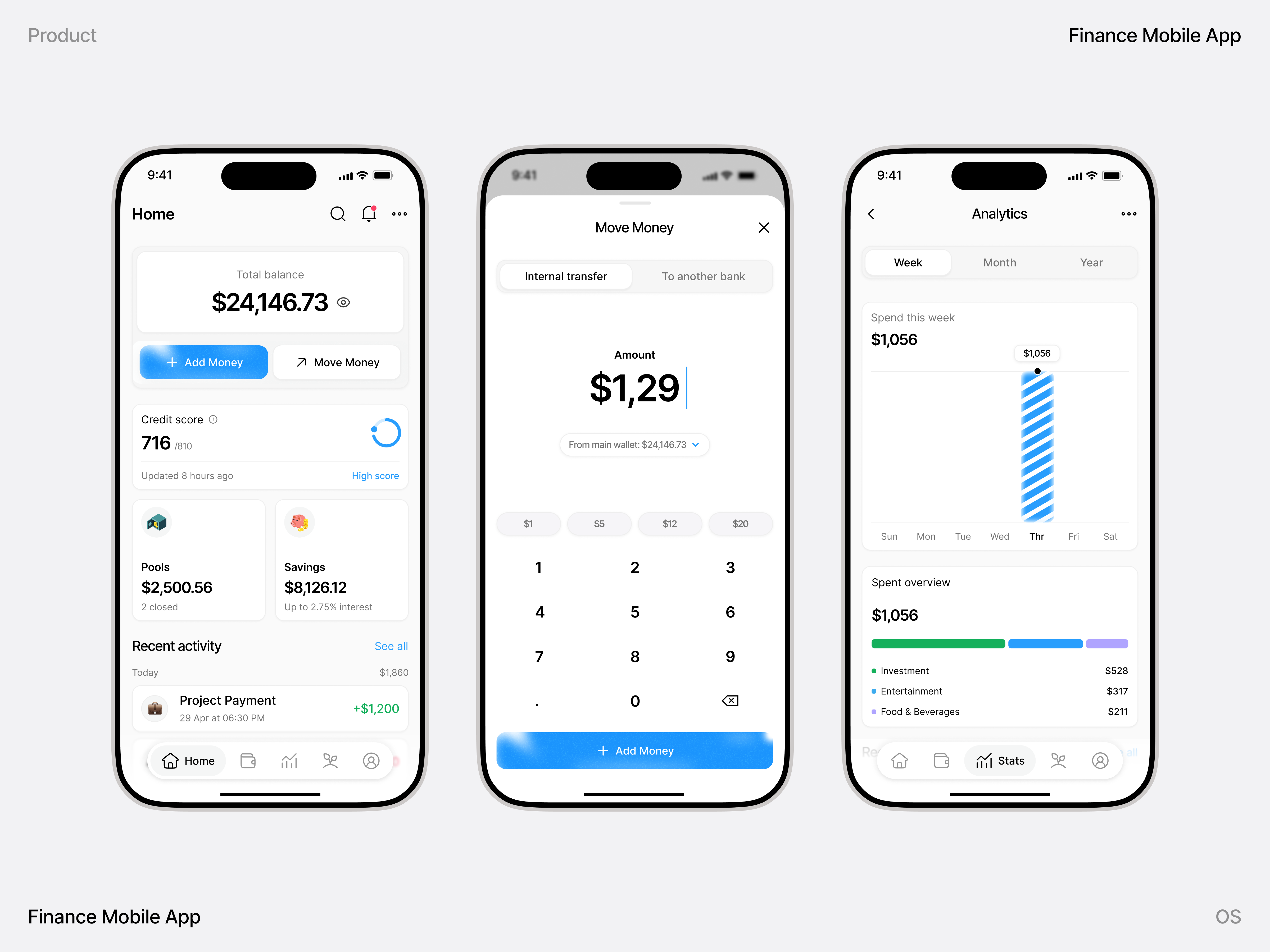 Moona - Finance Mobile App Design ai product banking budget chart clean design finance app fintech app list transactions mobile app mobile app ui modern money management move money saving spending analytics tracker transfer ui ux wallet card