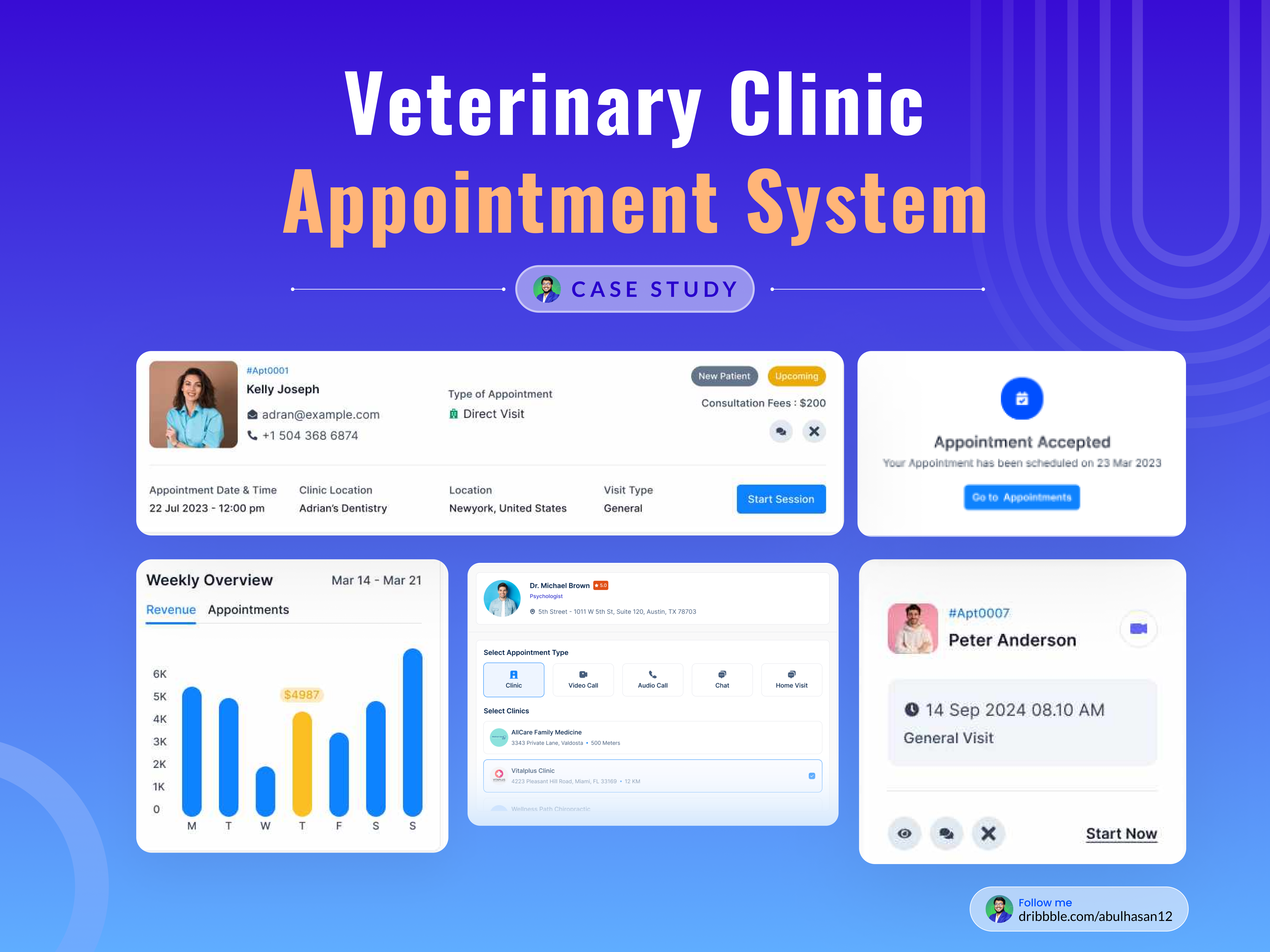 Vetenrinary Clinic Appointment System Case Study. case study clinic figma figma design health medical problem solution think ui uiux design usecase vetriniary