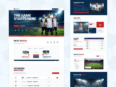 Socvex — Football Club Website UI Design dark ui dashboard ui football football club landing page live score match center modern ui player profile soccer soccer club sports sports app sports ui sports website team management ui design ui inspiration ux design web design