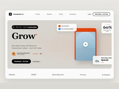 AI Sales - Landing Page Design design nterface product service startup ui ux web website