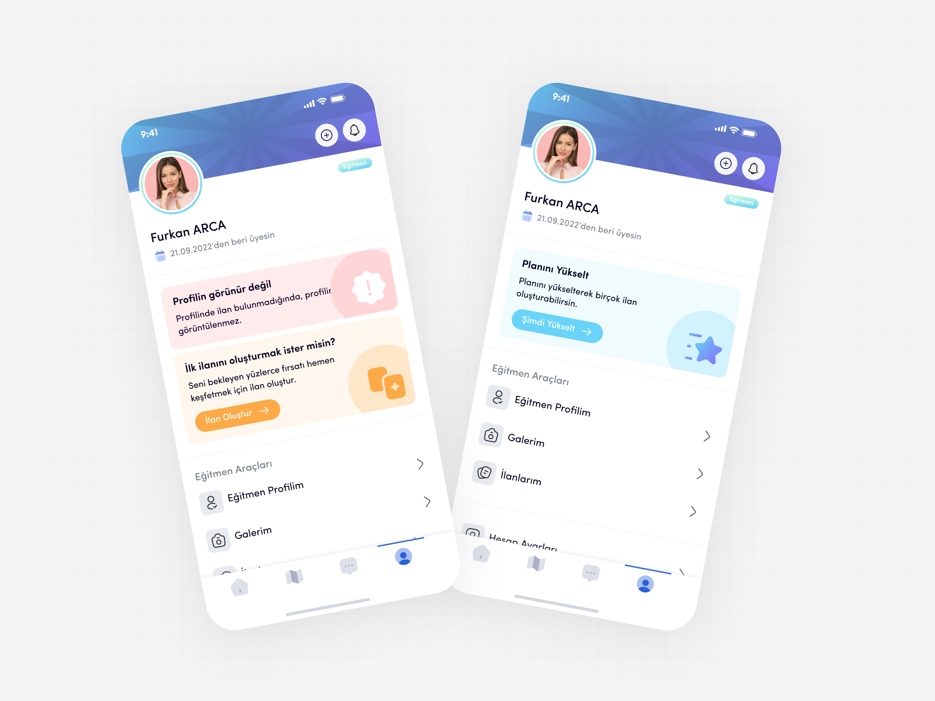 Teacher's Profile Screen for Öğretsen App