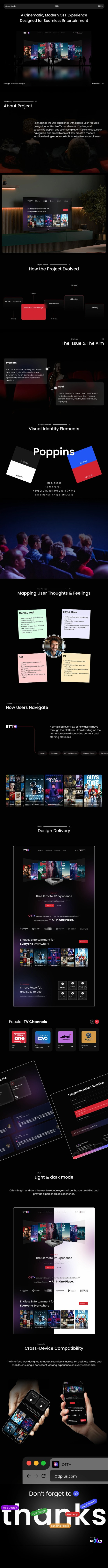 OTT+ – Streaming Platform | Web Design Case Study case study dark mode entertainment landing page ott product design streaming platform ui ux video streaming web design