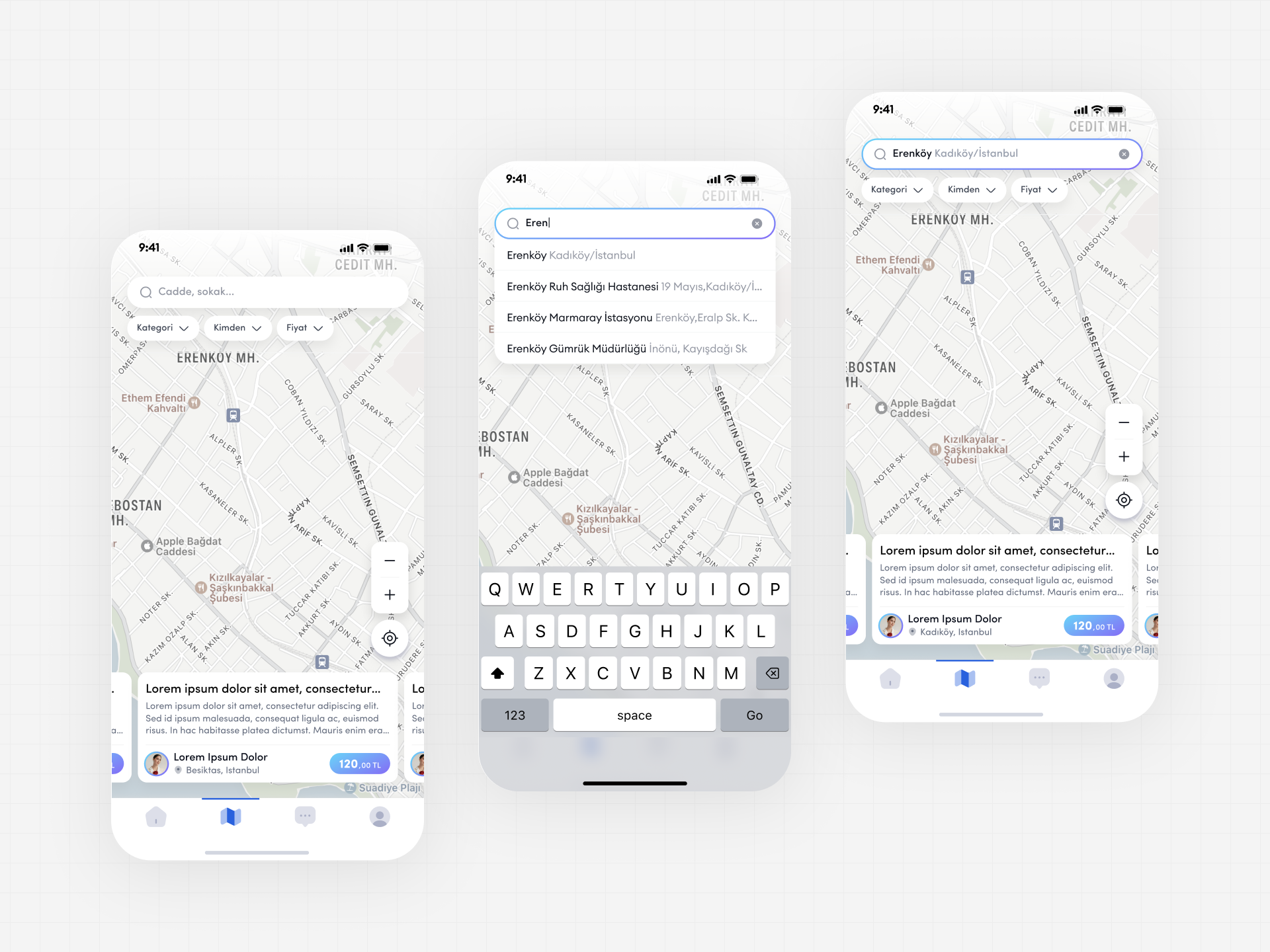 Map Screen for Öğretsen App