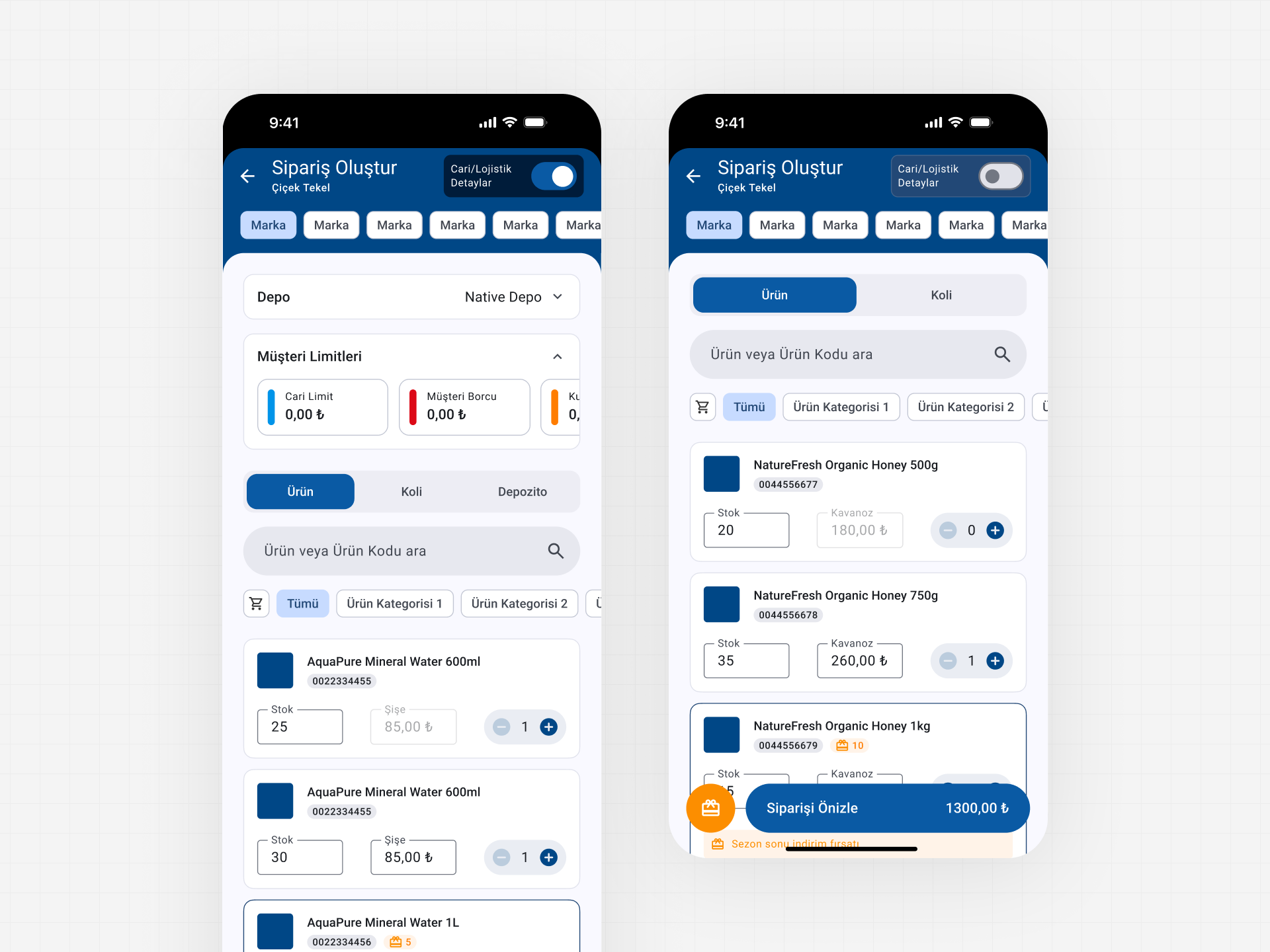 Create Order Screen for NeoOne Mobile App