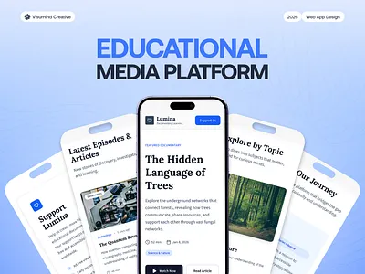 Lumina: Mobile-Responsive Educational Media Platform app app design educational platform educational website landing page learning design learning website mobile mobile ui product design ui ui ux web app web design