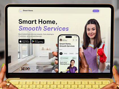 Smart Home Services App Landing Page UI Design