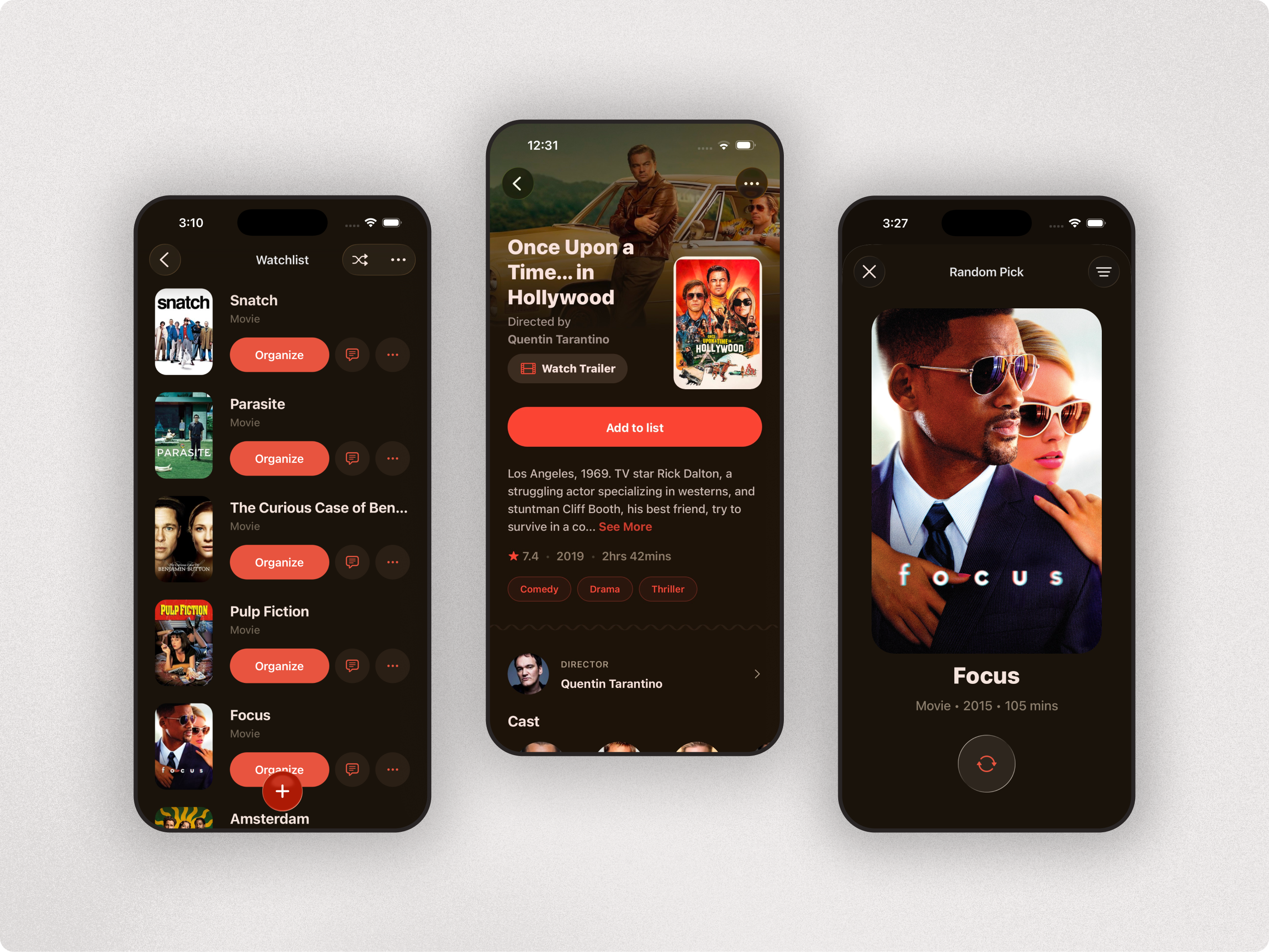 Watchlist Central app design dark theme film tracking ios app mobile app movie app tv shows ui design ux design watchlist