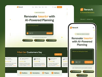 AI-Powered Home Renovation Platform ai aidesign aiwebsiite blurred background branding casestudy datadriven design fintechstyle homerenovation landingpage minimalui modernui productdesign realestateui saas smartliving ui ux webdesign