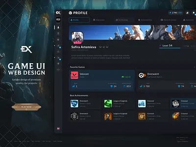 Profile UX - Game UI game profile ui ux web