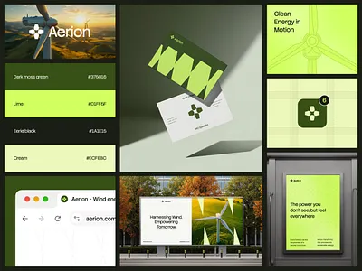 🌱 Aerion — Clean Energy Brand Identity & Social Media System brand design brand guidelines brand identity brandbook branding branding system clean energy corporate identity energy energy industry green branding green energy logo logo design mockup modern branding renewable energy social media design sustainability visual identity