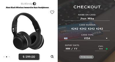 DailyUI : 02 - Credit card Checkout 3d branding graphic design headphone landing landingpage page skullcandy ui