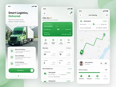 Modern Logistics & Delivery Tracking App delivery app ios app design logistics app mobile app design tracking app ui ux design
