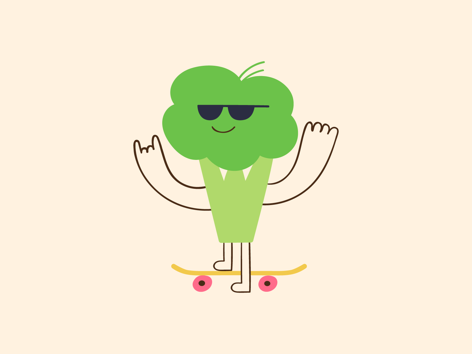 Cool broccoli branding broccoli cool design flat graphic design icon illustration logo mark ride skate skateboard summer symbol vegan vegetarian veggy