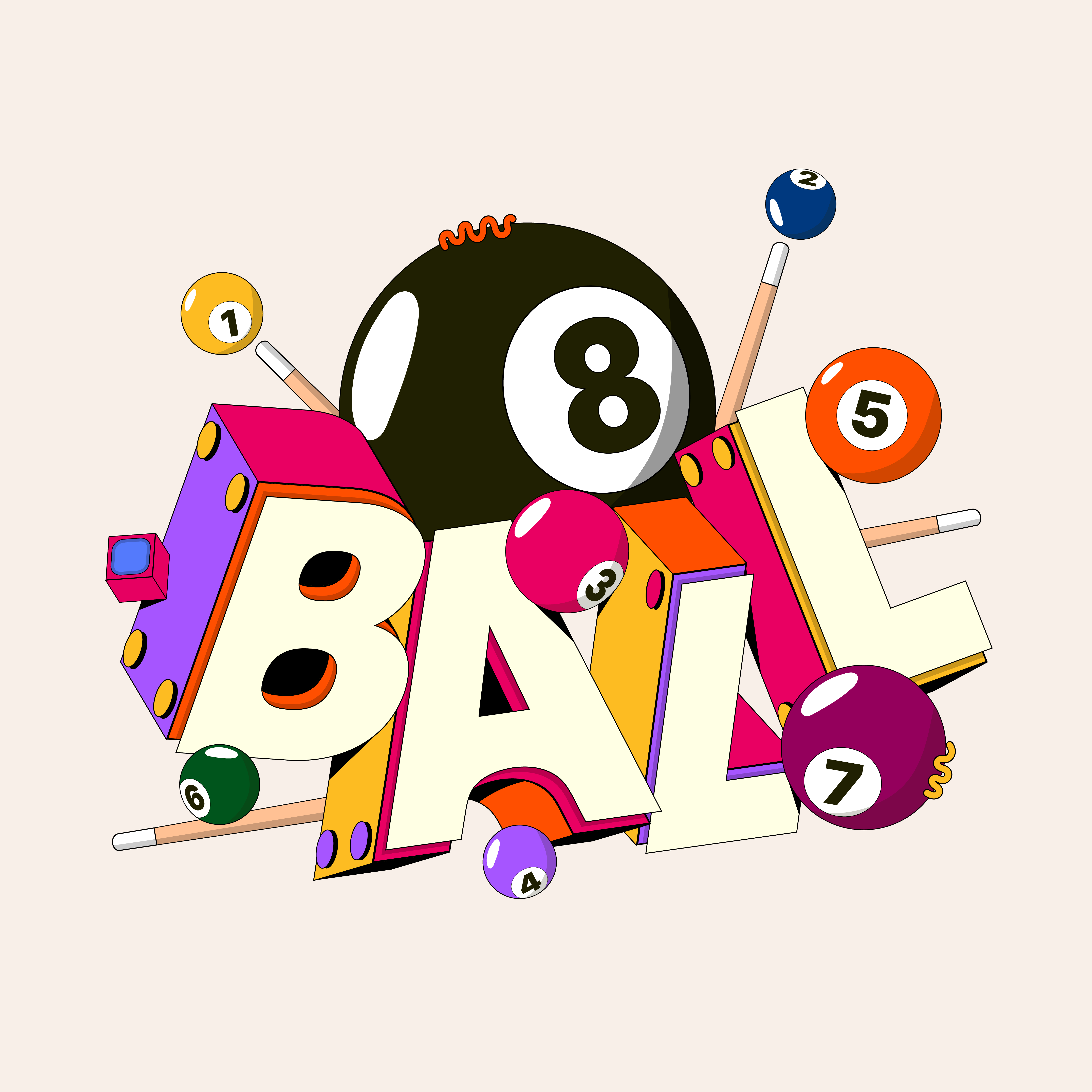 8 BALL 2d 3d 8 ball 8 ball pool art design extrude hand lettering illustration illustrator isometric isometric typography lettering lettering art lettering artist type type design typography