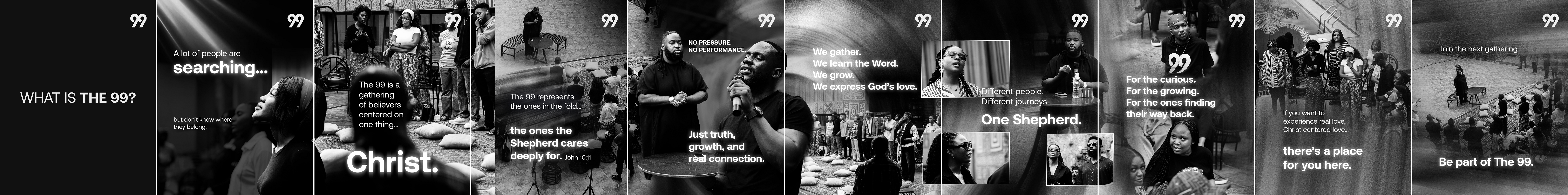 Carousel Design for the 99 Fellowship 99 black design fellowship flowing flyer graphic graphic design grey instagram media story ui white