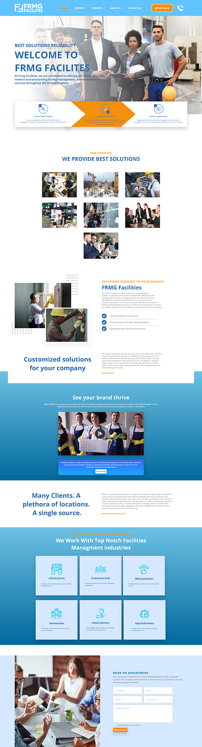 FRMG Facilities Home Page Design creativedesign design graphic design homepagedesign landingpage sitedesign ui uidesign uiux uxdesign web webdesign website websitedesign webui webux