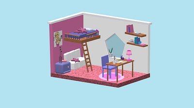 3d room 3d 3d room illustration pink y2k