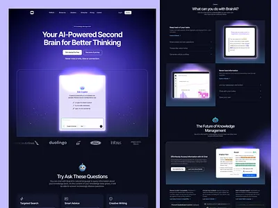 2nd Brain Web design Landing page 2nd brain ai brain homepage landing page web header webdesign website website design