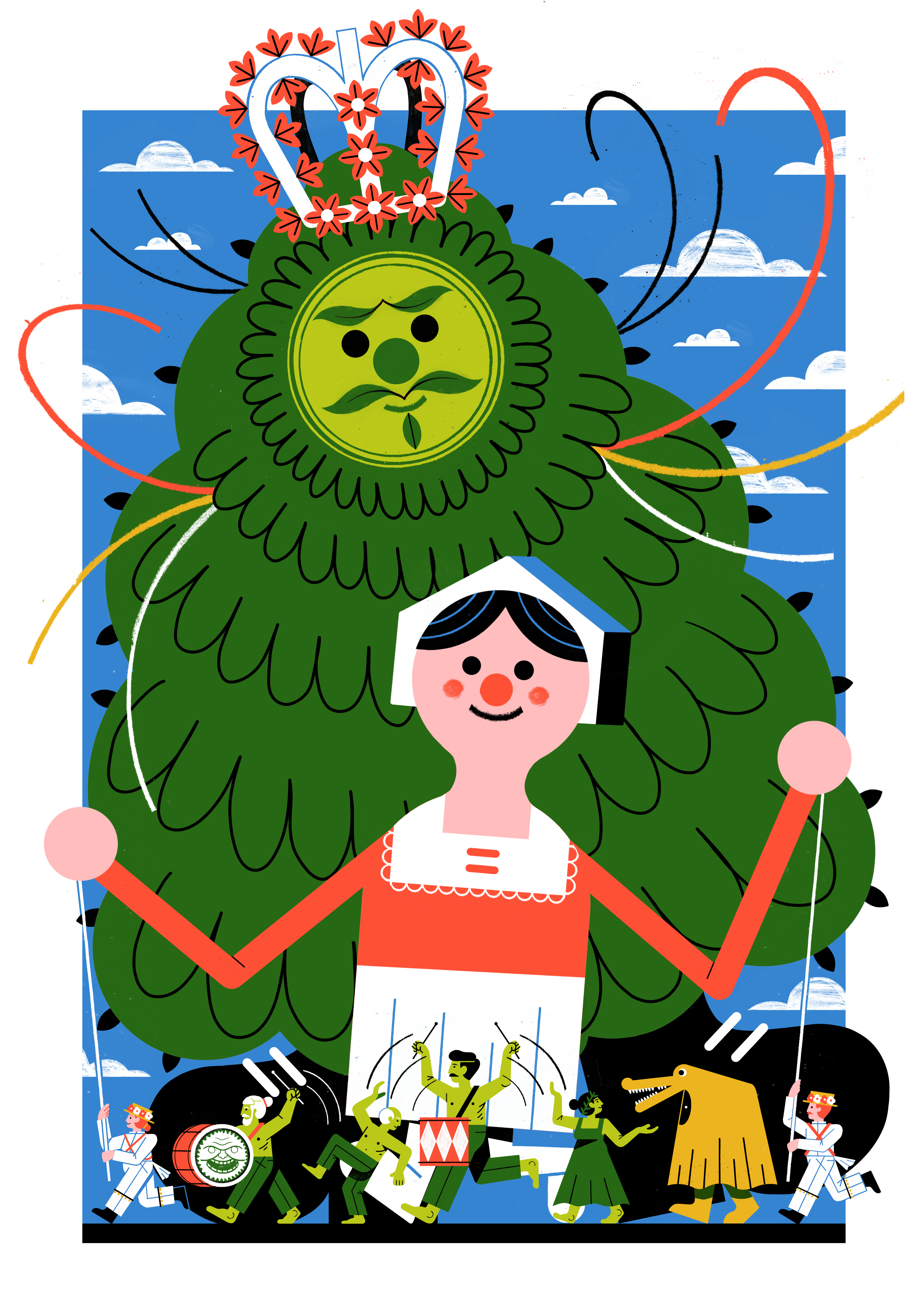 Jack in the Green colour design editorial illustration illustration print