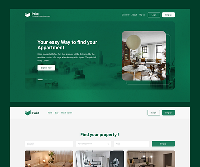 Apartment booking services UI apartment booking branding clean design flat graphic design green grid idea rent services smart style ui ux website