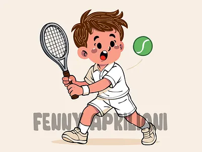 Boy Playing Tennis activity athletic ball cartoon championship character competitive exercise game healthy lifestyle player racket sport sportwear team tennis tournament win workout