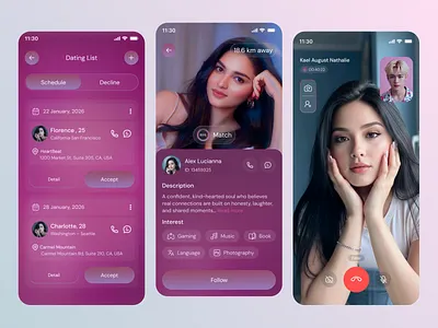 Love & Match App UI Design ai dating app app design badoo chat app chatting app dating dating app dating mobile app love match love app match mobile app mobile app design online dating product design social app social platform video call ui web