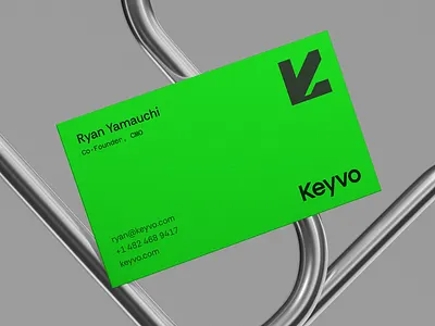 Keyvo Business Card angular blocky branding letter k lettermark logo mark neon green