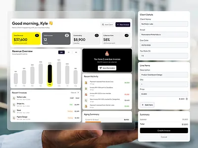 Invoice & Billing SaaS ai saas analytics b2b saas billing saas cleanui contract dashboard invoice invoice saas kpis line items product design revenue overview