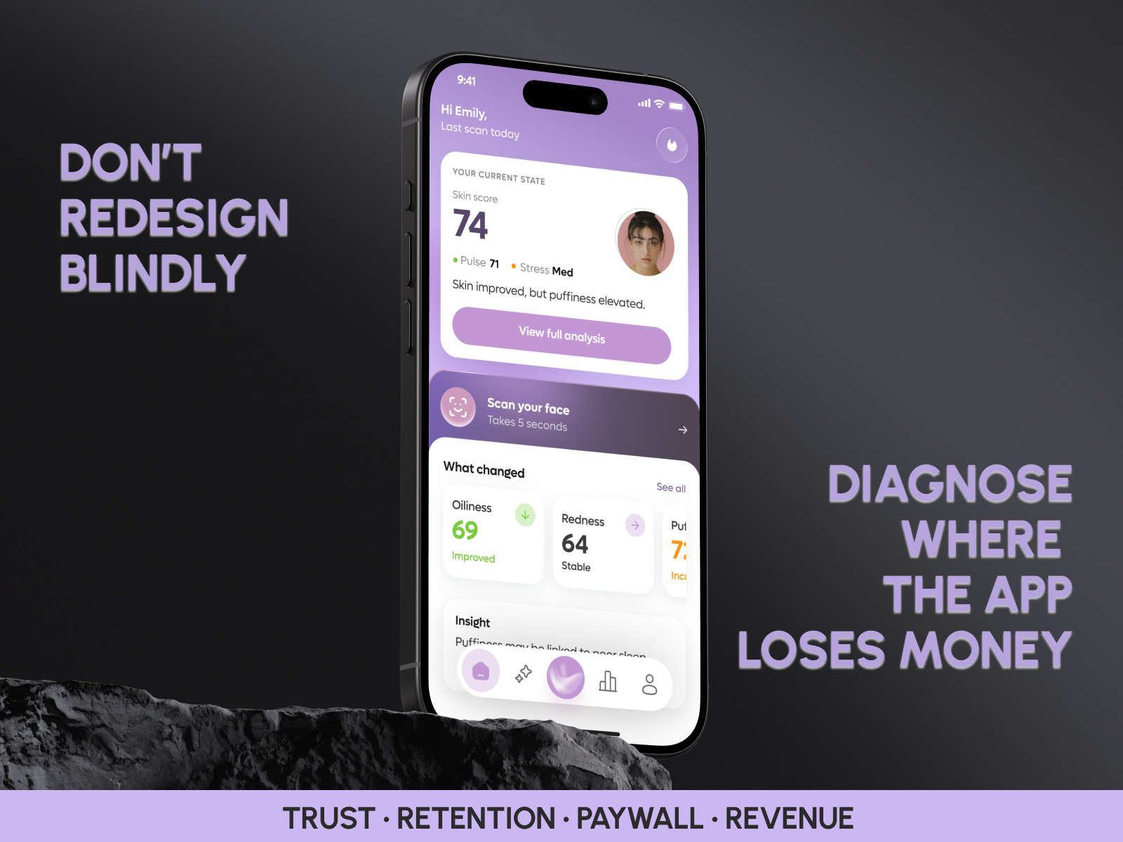 Mobile App Design | AI Skin App Redesign | Health Monitoring App ai mobile app ai skin analysis app redesign asol design beauty app face scan app figma health app design healthcare app ios app design iosapp medtech mobile app mobile app design mobile app redesign mobile ui skin analysis app skincare app ui uiuxdesign wellness app