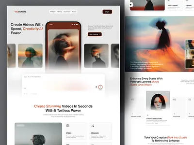 AI Video Generation SaaS Landing Page ai ai landing page ai video generation artificial intelligence clean futuristic landing page design landing page ui modern product design saas ui design uiuxdesign userinterface ux design video video generation video landing page webdesign website