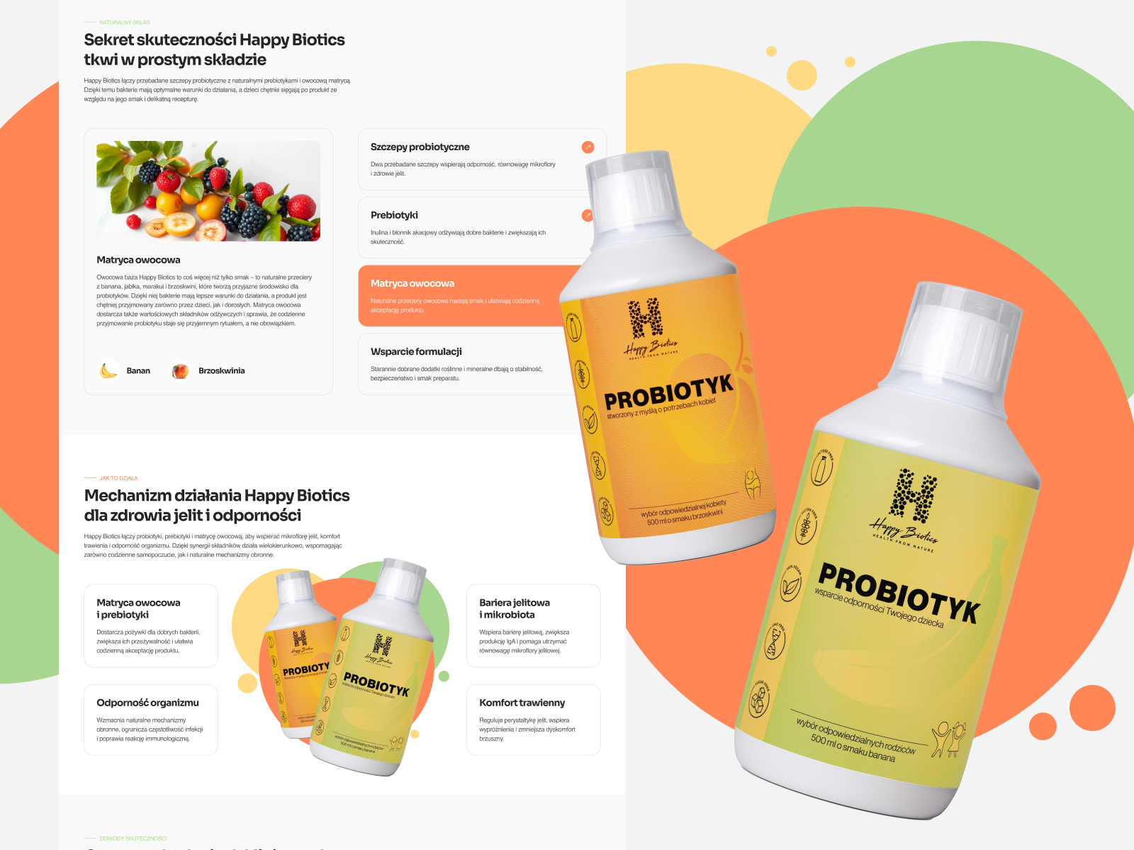 Happy Biotics | Probiotic Product Landing Page ecommerce health probiotics ui ux web webdesign
